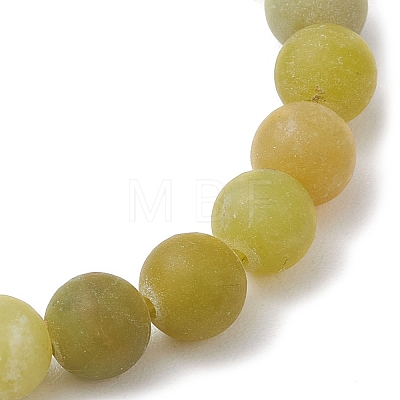 Frosted Natural TaiWan Jade Round Beaded Stretch Bracelets for Women Men BJEW-JB11478-01-1