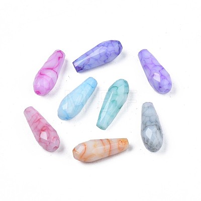 Opaque Baking Painted Crackle Glass Beads Strands EGLA-S174-34-1