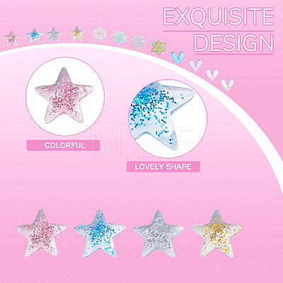 Cheriswelry 240Pcs 3 Style 3D Star & Heart & Flower/Windmill with Glitter Powder Resin Cabochons MRMJ-CW0001-01-1