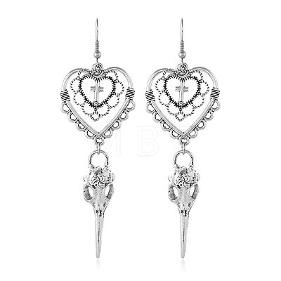 Gothic Heart Cross Skull Dangle Earrings MU2245-1