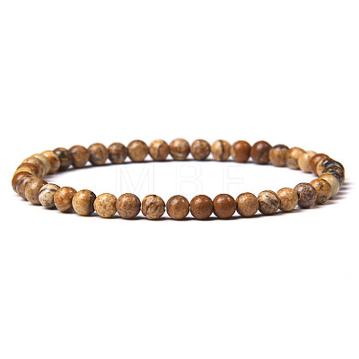 4mm Round Natural Picture Jasper Beads Bracelet for Men KG3069-8-1