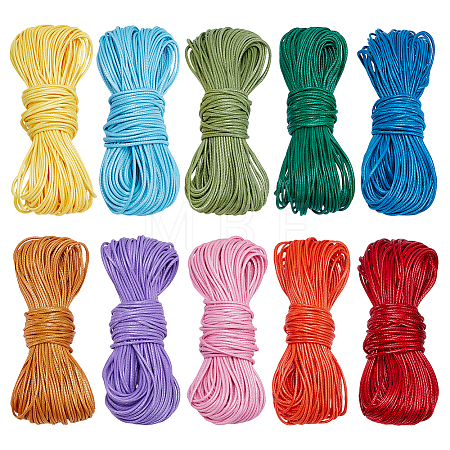 10 Bgas 10 Colors 15M Korean Waxed Polyester Cord YC-PH0001-55-1