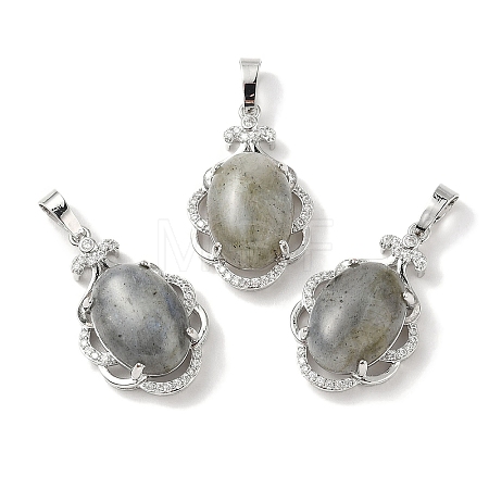 Natural Labradorite Oval Pendants G-NH0025-15P-12-1