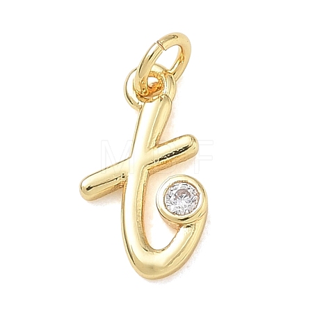 Brass Micro Pave Clear Cubic Zirconia Charms KK-D289-66G-T-1