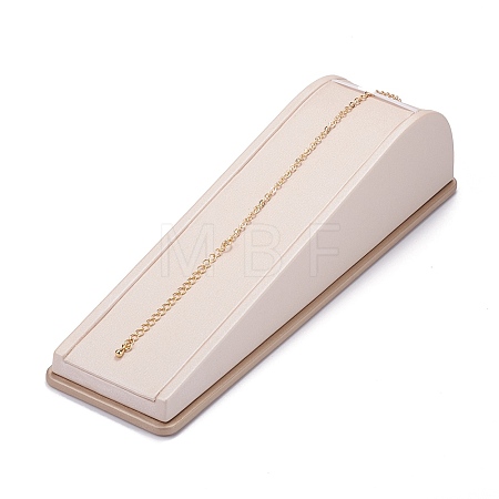 Wooden Clovered with PU Leather Bracelet Displays Stand BDIS-F003-02B-1