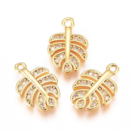 Brass Micro Pave Cubic Zirconia Charms KK-G391-15G-1