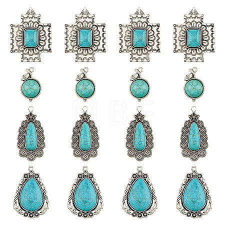 16Pcs 4 Styles Alloy Pendants PALLOY-HY0002-02-1