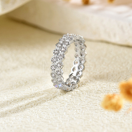 Brass Micro Pave Cubic Zirconia Finger Rings for Women QU5613-2-1