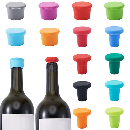14Pcs 14 Styles Silicone Bottle Stopper AJEW-TA0002-54-1