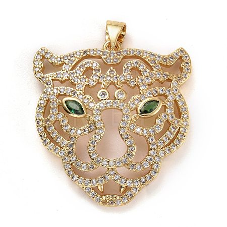 Brass Micro Pave Clear & Green Cubic Zirconia Pendants ZIRC-E165-12G-1