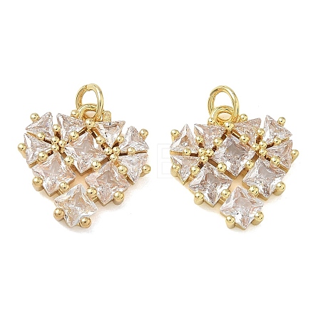 Brass Micro Pave Clear Cubic Zirconia Pendants KK-T085-16C-G-1