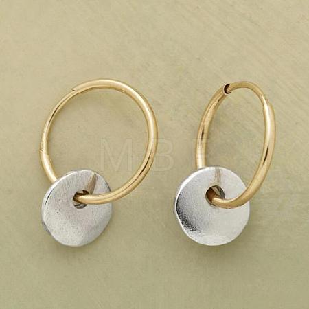 Two Tone Flat Round Alloy Hoop Earrings FS-WG41E3F-01-1