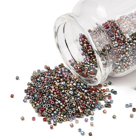 Matte Metallic Colours Glass Cylinder Seed Beads EGLA-K064-03-1