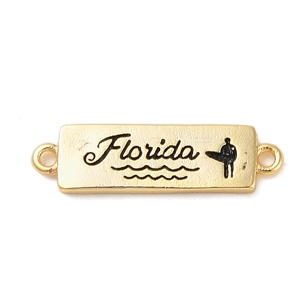 Beach Theme Rack Plating Brass Rectangle Connector Charms KK-P261-08D-G01-1