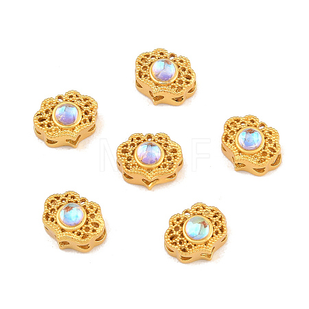 6Pcs Brass Moonstone Multi-Strand Links FIND-YW0013-20-1
