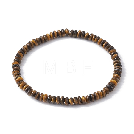 Natural Tiger Eye Rondelle Beaded Stretch Braceletss BJEW-JB09980-08-1