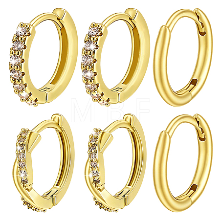 2Bags Brass Micro Pave Clear Cubic Zirconia Hoop Earrings EJEW-PH0001-55-1