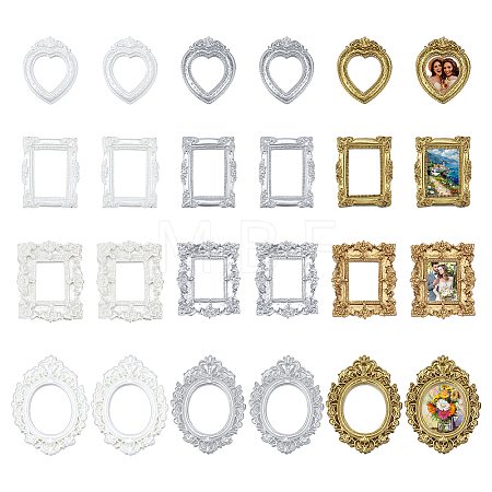 24Pcs 12 Styles Mini Vintage Resin Photo Frame AJEW-NB0009-51-1