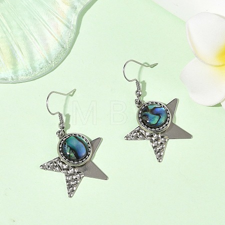Paua Shell and 304 Stainless Steel Dangle Earrings EJEW-JE07471-03-1