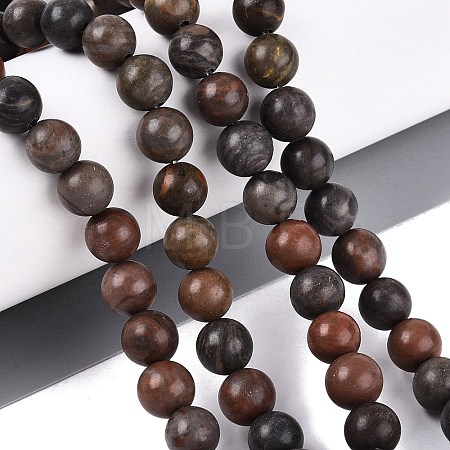 Natural Dendritic Jasper Beads Strands G-Q601-13A-01-1