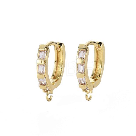 Brass Huggie Hoop Earring Findings X-ZIRC-Q022-033G-NF-1