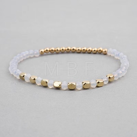Opalite & Synthetic Non-magnetic Hematite Beads Stretch Bracelets for Women KP6261-1-1