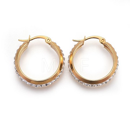 Ion Plating(IP) 304 Stainless Steel Hoop Earrings EJEW-P173-08G-1
