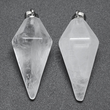 Natural Quartz Crystal Pointed Pendants KK-E757-F-08P-1