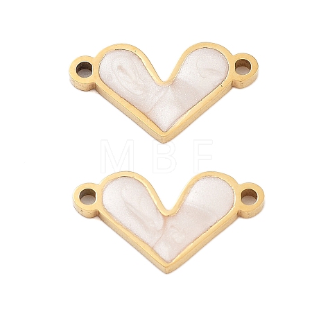 304 Stainless Steel White Enamel Connector Charms STAS-Z078-12G-1