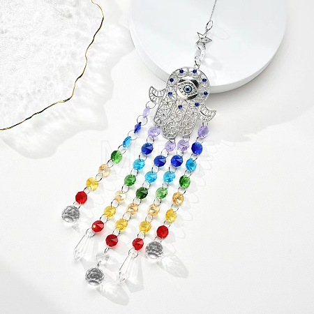 Hamsa Hand/Hand of Miriam with Evil Eye Alloy Pendant Decoration WG81915-03-1