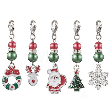 Christmas Alloy Enamel Pendant Decorations HJEW-TA00193-1