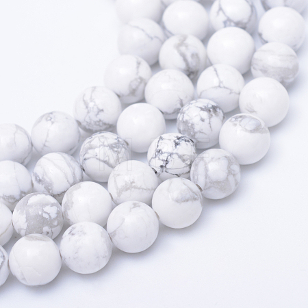 Round Natural Howlite Bead Strands X-G-R345-8mm-18-1