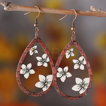 Wood Dangle Earrings FS-WG2DA7D-01-1