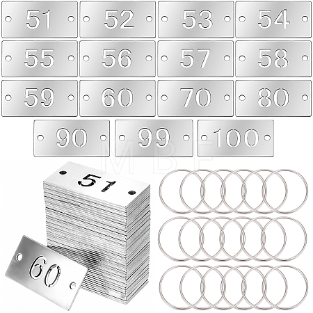 1 Bag Stainless Steel Rectangular Number Plates with Two Holes STAS-SC0021-06-1