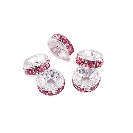 Rondelle Brass Rhinestone Spacer Beads FS-WG29681-59-1