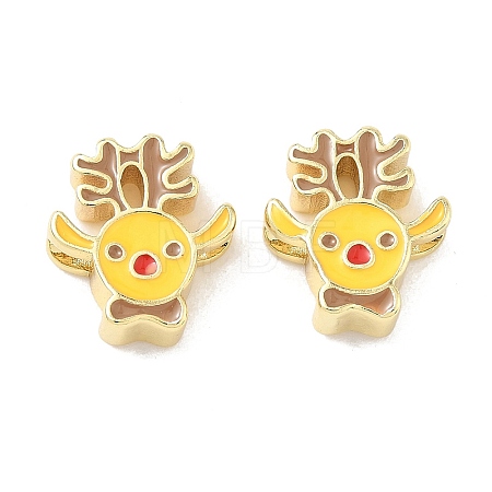 Christmas Brass Enamel Beads KK-I474-G04-1