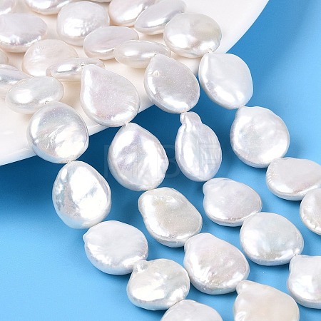 Natural Baroque Keshi Pearl Coin Beads Strands PEAR-S018-03J-1