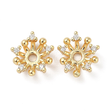 Brass Micro Pave Clear Cubic Zirconia Bead Caps KK-U045-05G-1