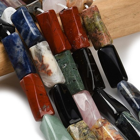 Natural Mixed Gemstone Beads Strands G-C220-A01-9x20mm-1