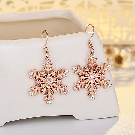 Snowflake Brass Micro Pave Clear Cubic Zirconia Dangle Earrings FS-WG5A986-02-1