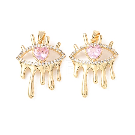 Brass Micro Pave Cubic Zirconia Pendants KK-D223-05G-1
