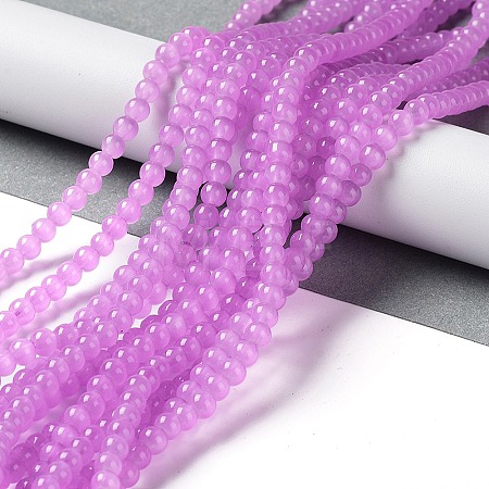 Baking Paint Imitation Jade Glass Round Bead Strands X-DGLA-Q021-4mm-44-1