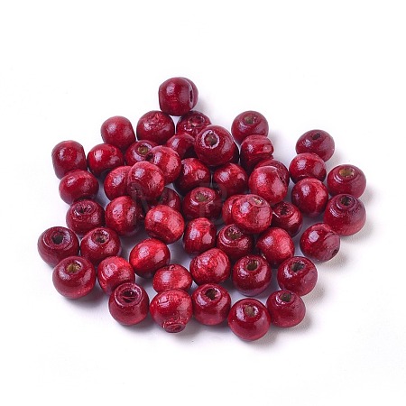 Dyed Natural Wood Beads WOOD-Q006-8mm-08-LF-1