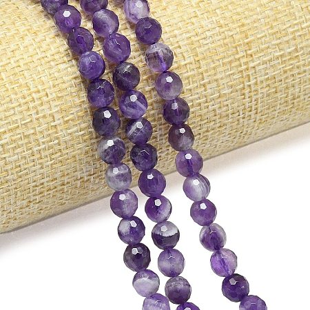 Natural Chevron Amethyst Beads Strands G-B165-A09-6mm-1