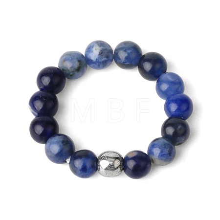 4MM Round Natural Sodalite Beaded Stretch Rings VM0712-4-1