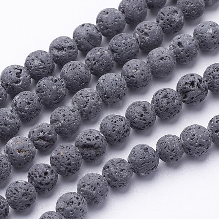Unwaxed Natural Lava Rock Bead Strands X-G-F309-10mm-1