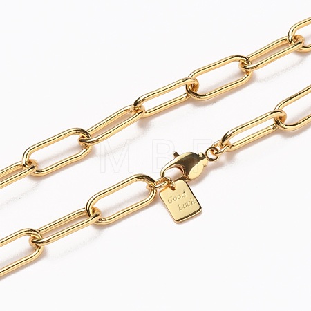 Brass Paperclip Chain Necklaces NJEW-H206-06G-1