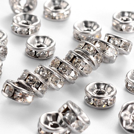 316 Surgical Stainless Steel Crystal Rhinestone Spacer Beads X-STAS-N032-04P-1