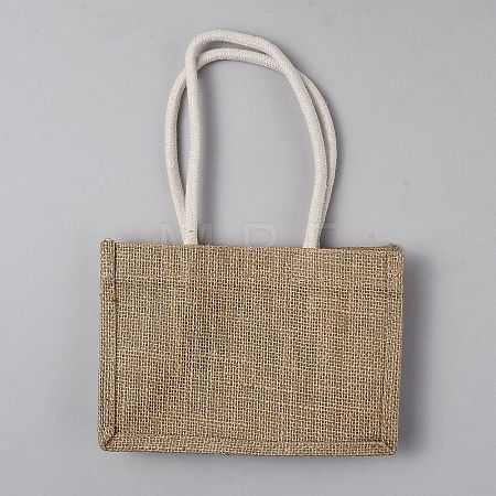 Burlap Shopping Tote Bags ABAG-WH0040-63-1