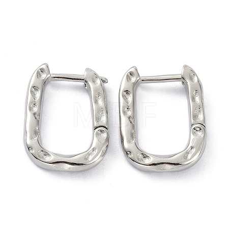 Textured Rectangle Brass Hoop Earrings LS-EJEW-B007-02P-1